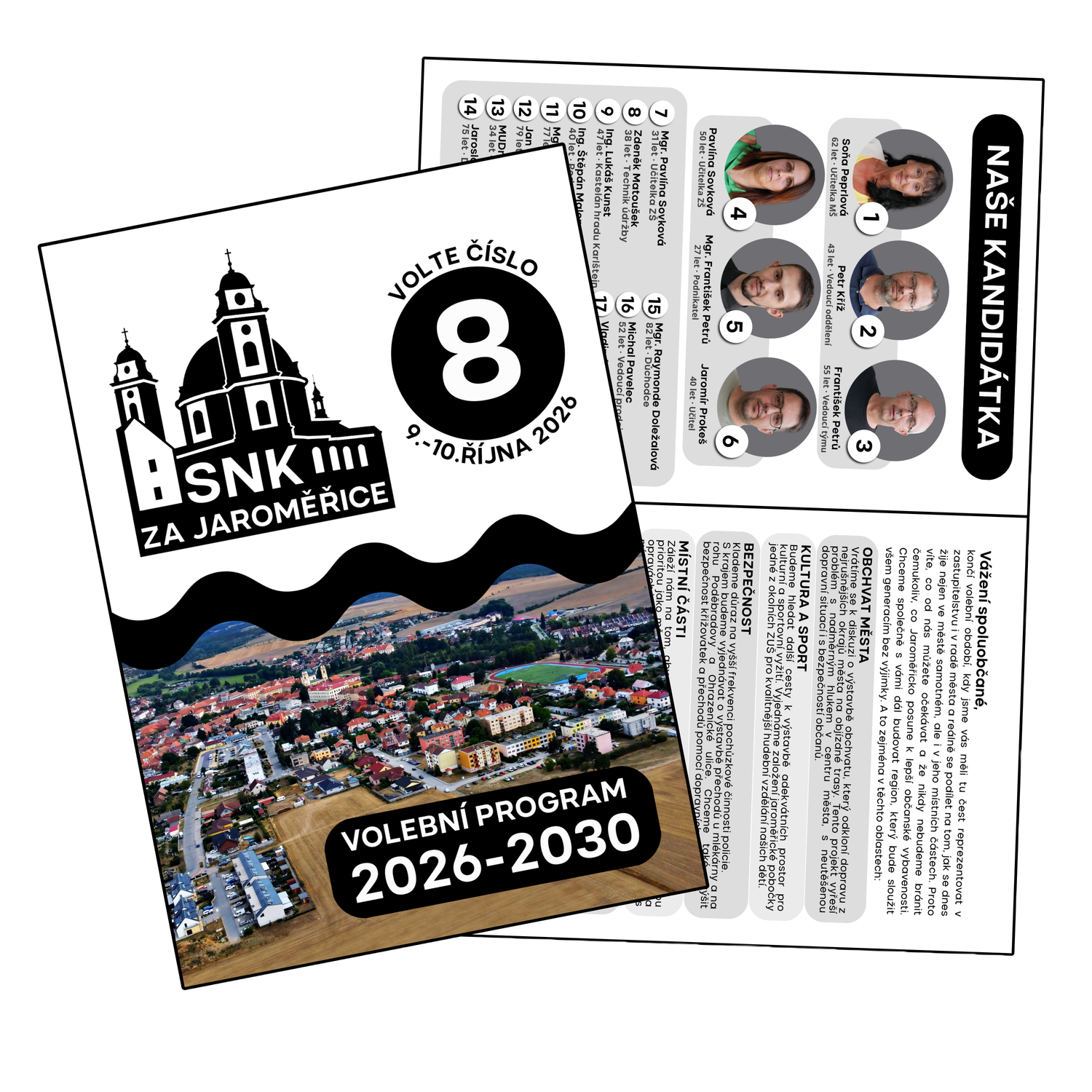 Volební leták SNK ZA JAROMĚŘICE – Volební program 2026–2030