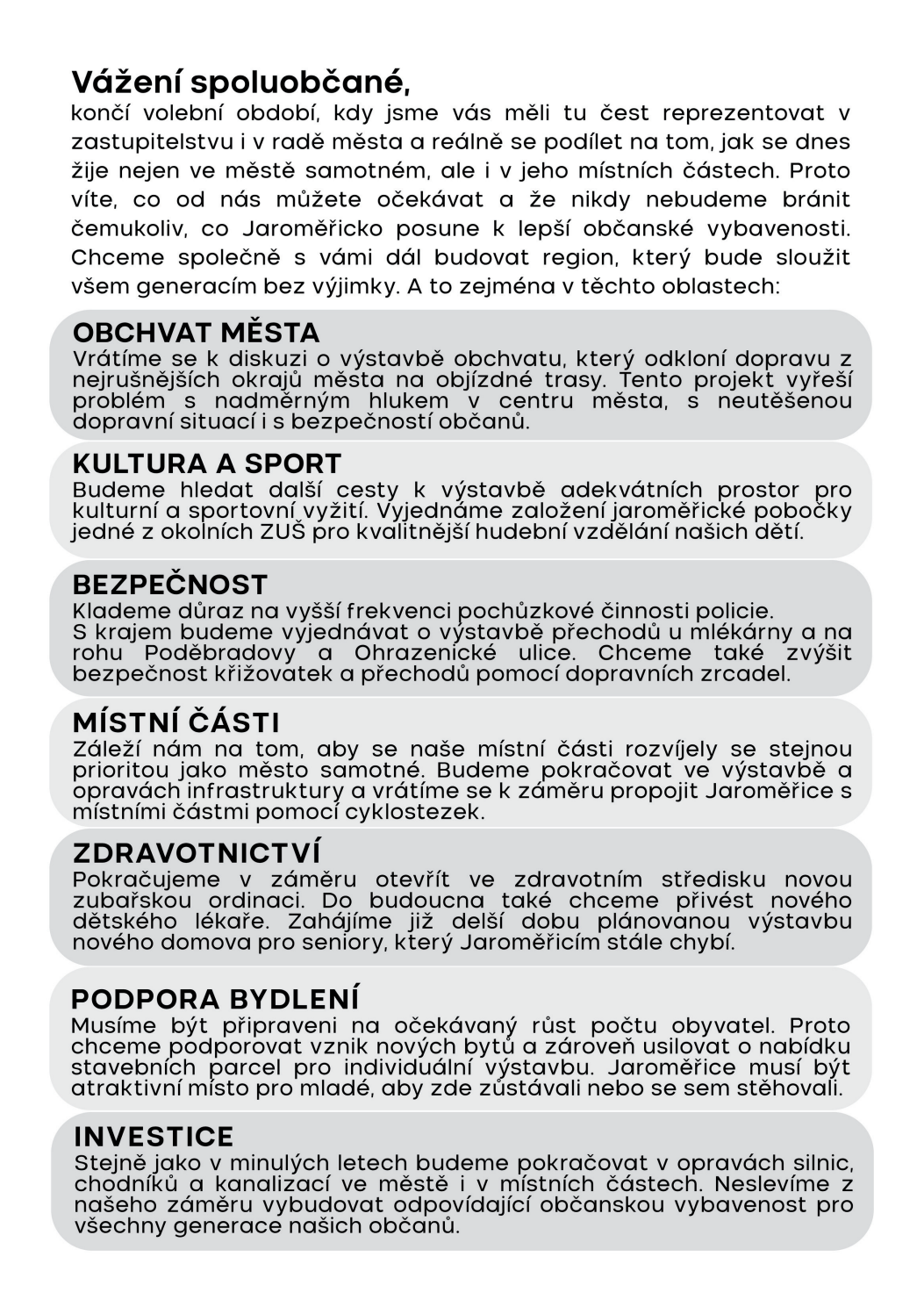 Strana 3 – Volební program a priority
